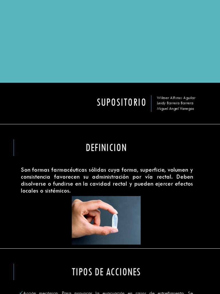 Tipos y usos de supositorios farmacéuticos | PDF | Medicamentos con ...