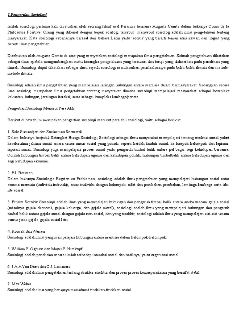 1 Pengertian Sosiologi Pdf