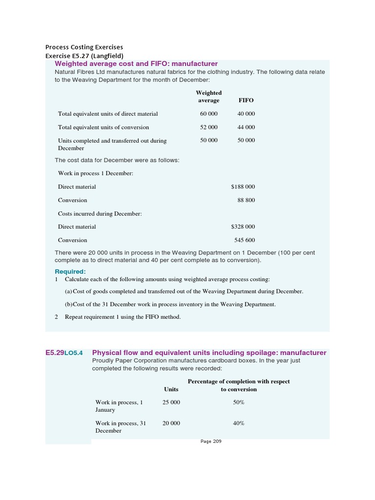 ACT3131 - Process Costing Exercises | PDF | Cost Of Goods Sold ...