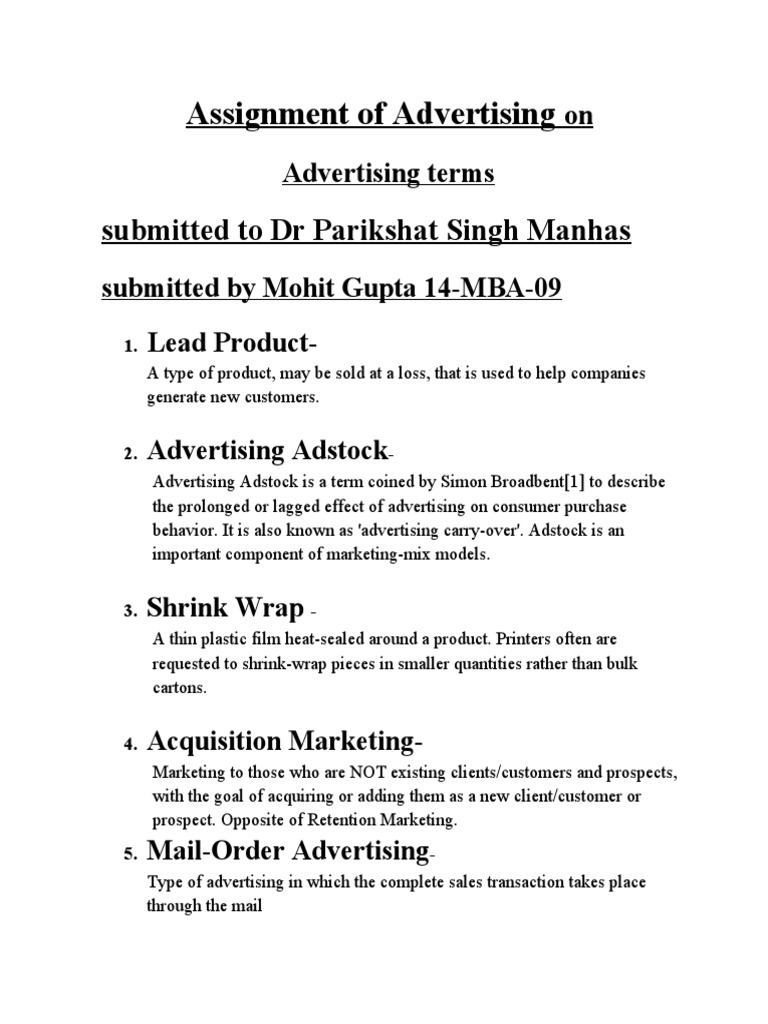 Advertising Terminology Overview | PDF