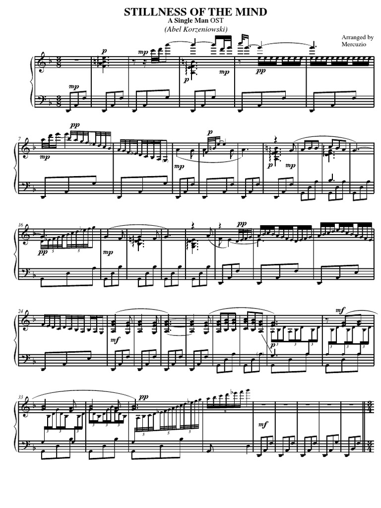 A Single Man Stillness Of The Mind Abel Korzeniowski Pdf Alphabet Grec