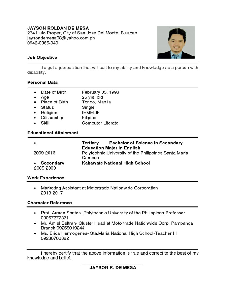 Jayson Roldan De Mesa Resume | PDF