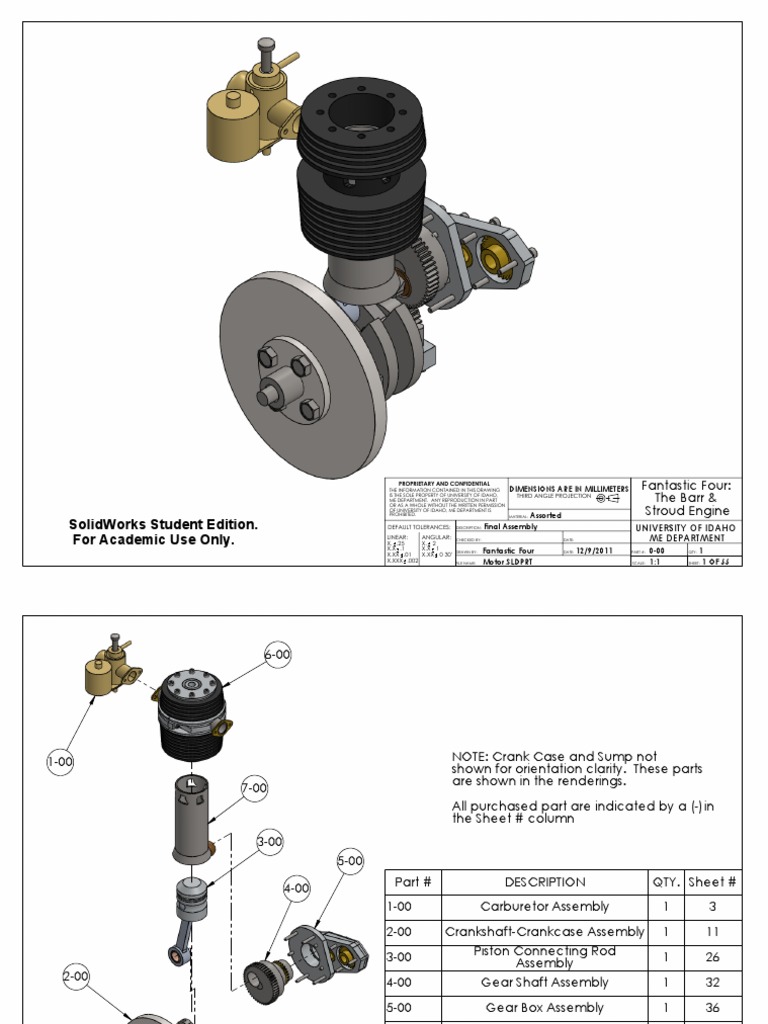 Engine Full Drawing PDF | PDF | Carburetor | Rotating Machines