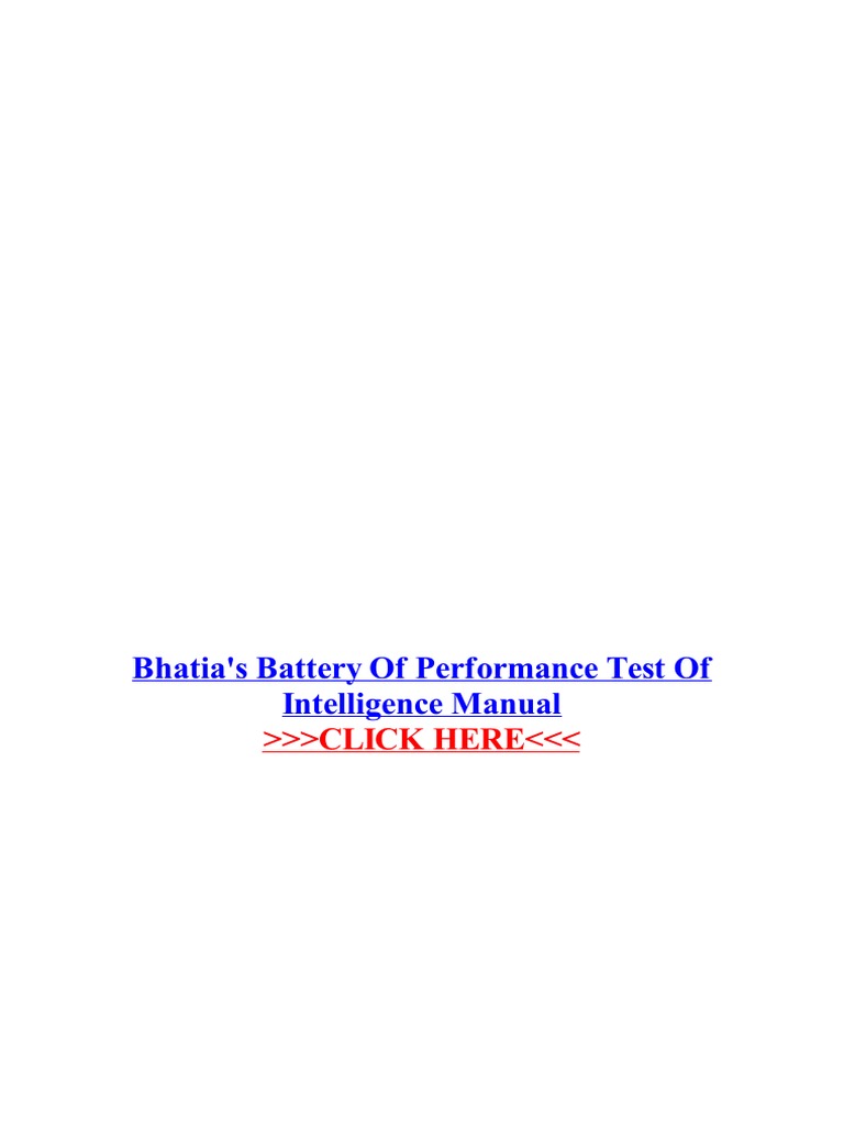 Bhatias Battery of Performance Test of Intelligence Manual Download