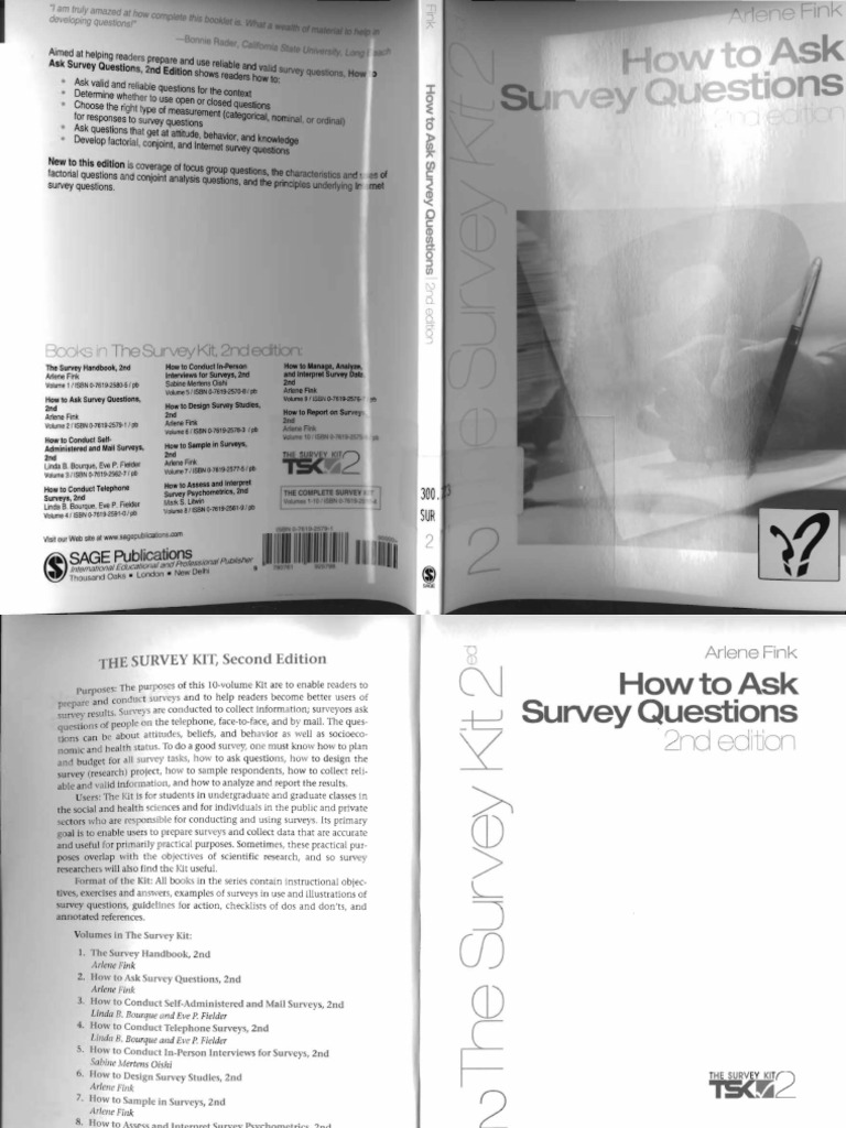 Dr. Arlene G. Fink The Survey Kit, 2nd Edition, How To Ask Survey Questions 2Sage