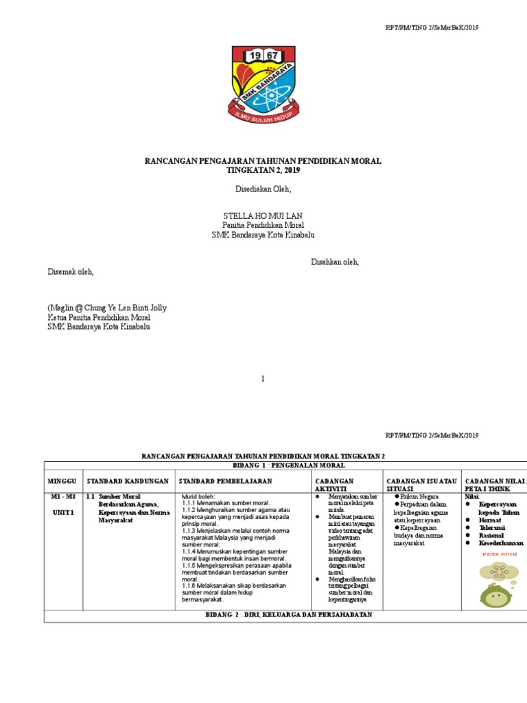 Rpt Pendidikan Moral Tingkatan 2 2019 Pdf