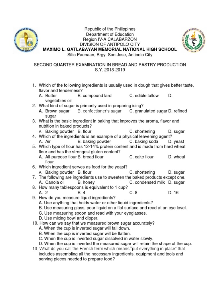 Bread and Pastry 2nd Quarter PDF Flour Breads