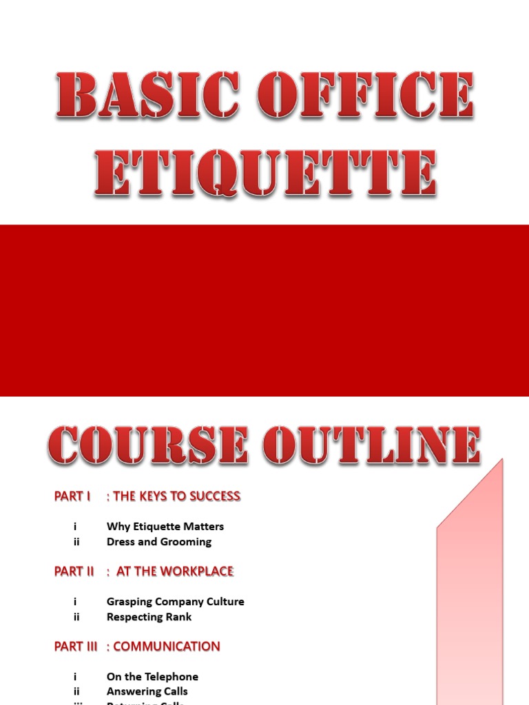 Basic Office Etiquette PDF Etiquette Clothing