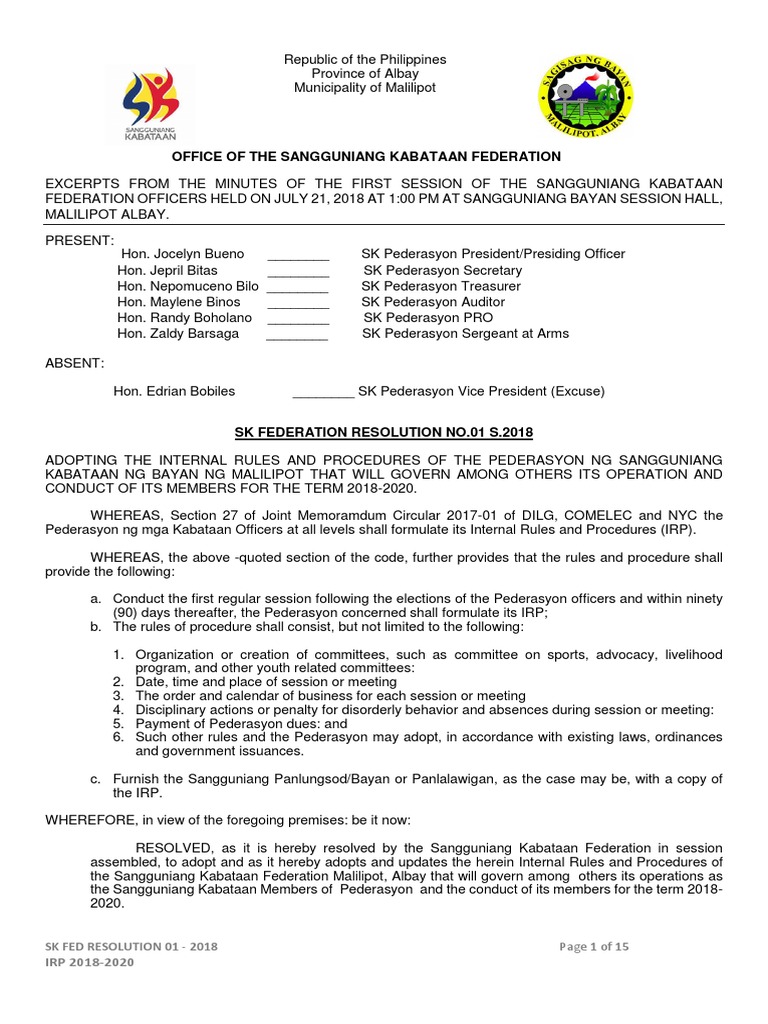 SK Federation Internal Rules 2018-2020 | PDF | Quorum | Committee