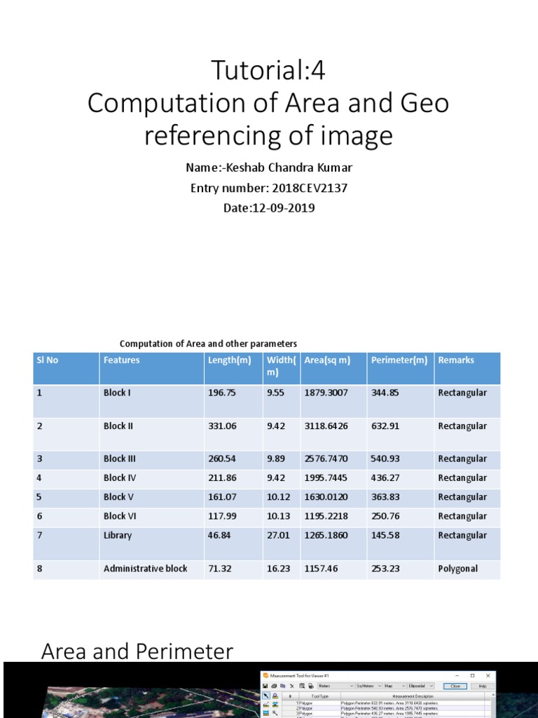 Tutorial:4 Computation of Area and Geo Referencing of Image | PDF