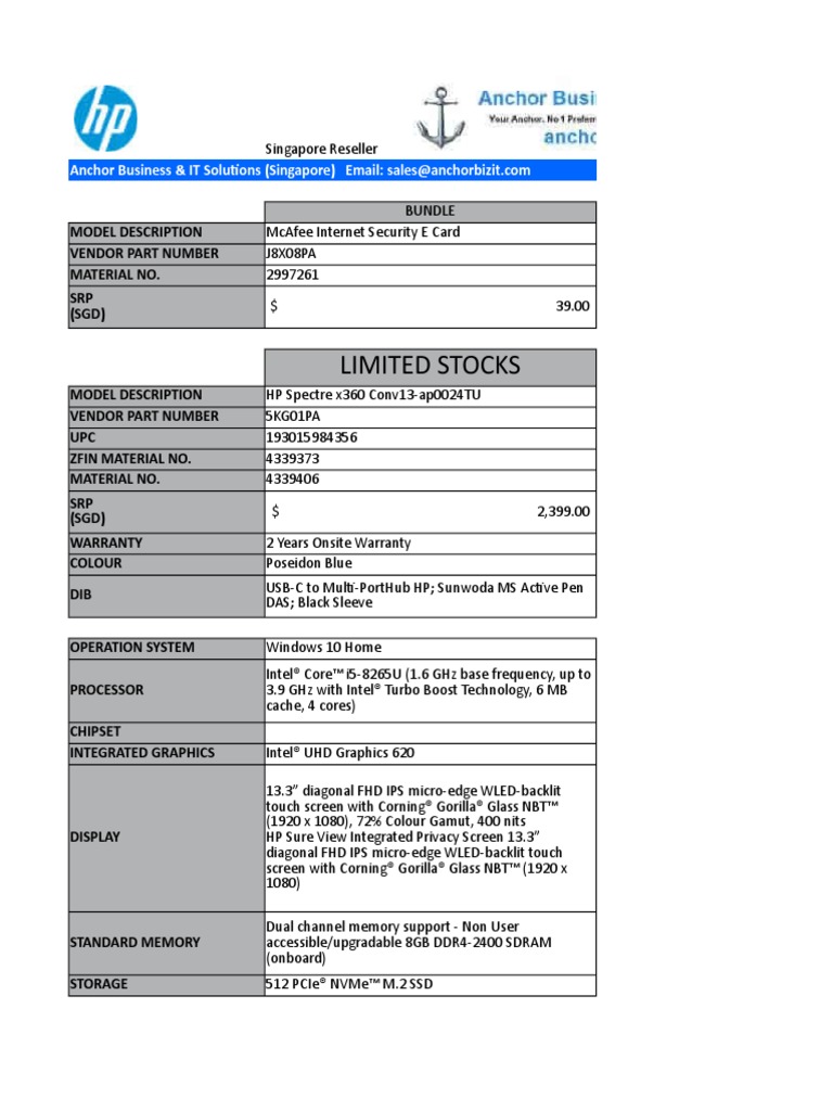 HP Consumer Pavilion Notebook Price List 2019 Singapore Solid State