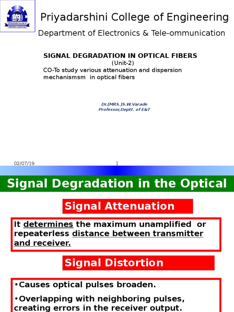 Signal Degradation in Optical Fibers | PDF | Dispersion (Optics ...