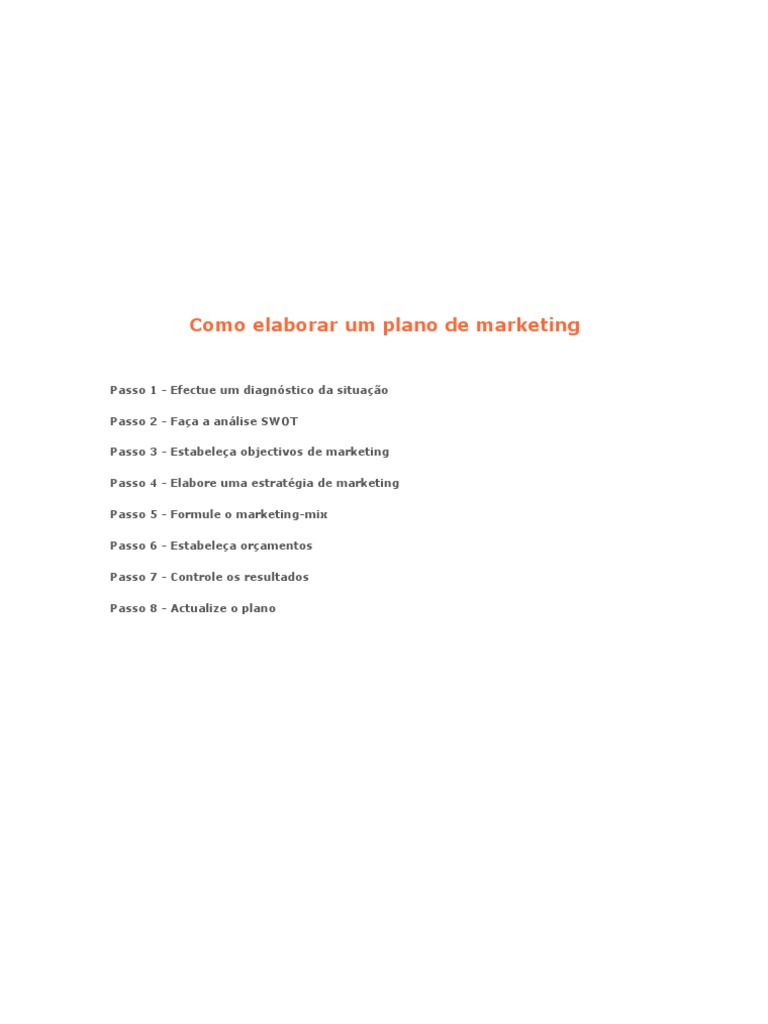 Como Elaborar Um Plano de Marketing | PDF
