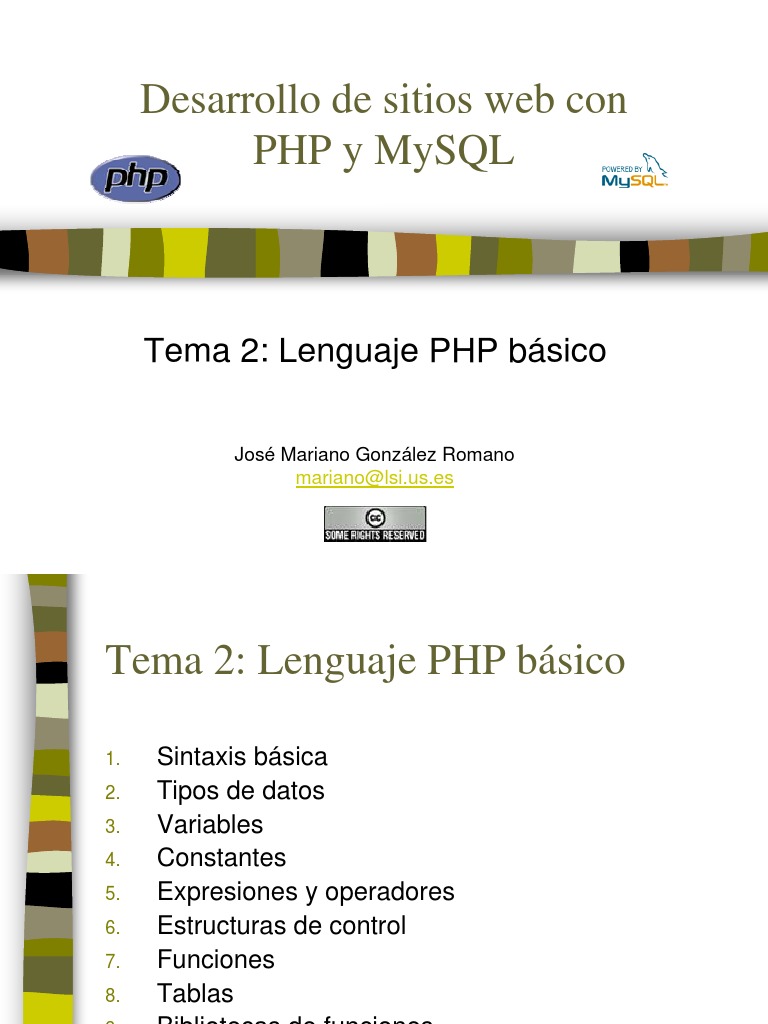PHP y Mysql Lenguaje PHP Basico PDF | PDF | Php | Lenguaje de programación