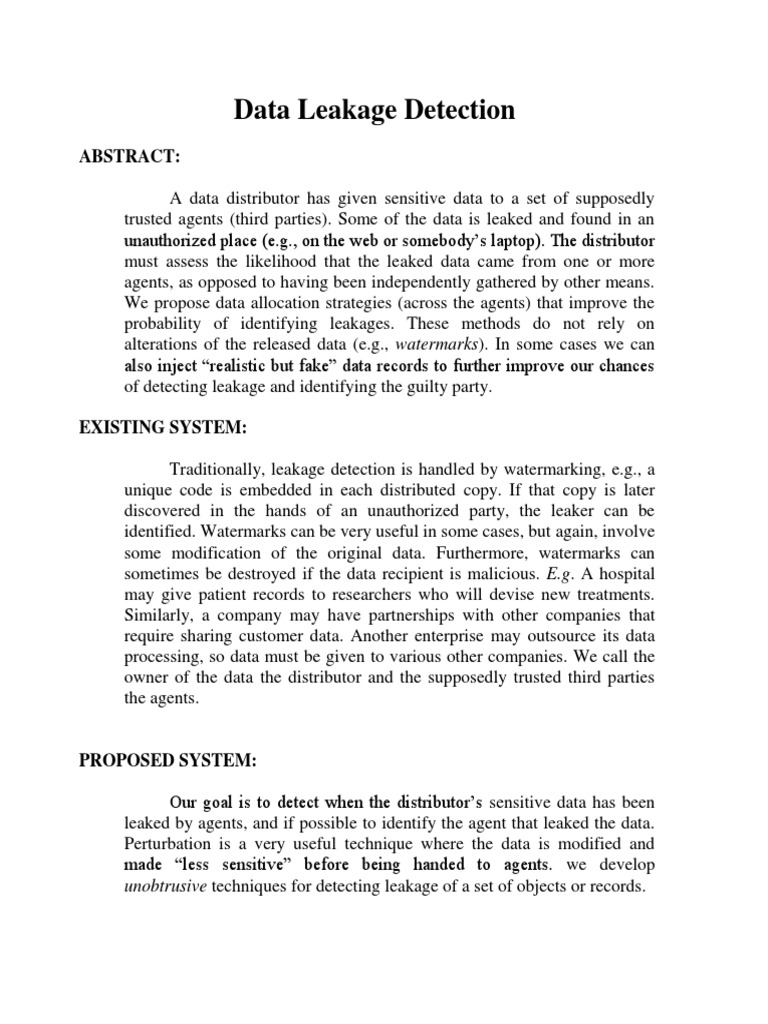 Data Leakage Detection Strategies | PDF | Password | Mathematical ...