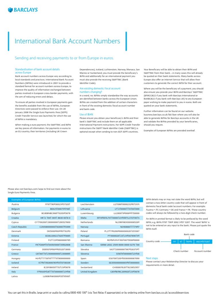 Iban Fact Sheet European Union Banking