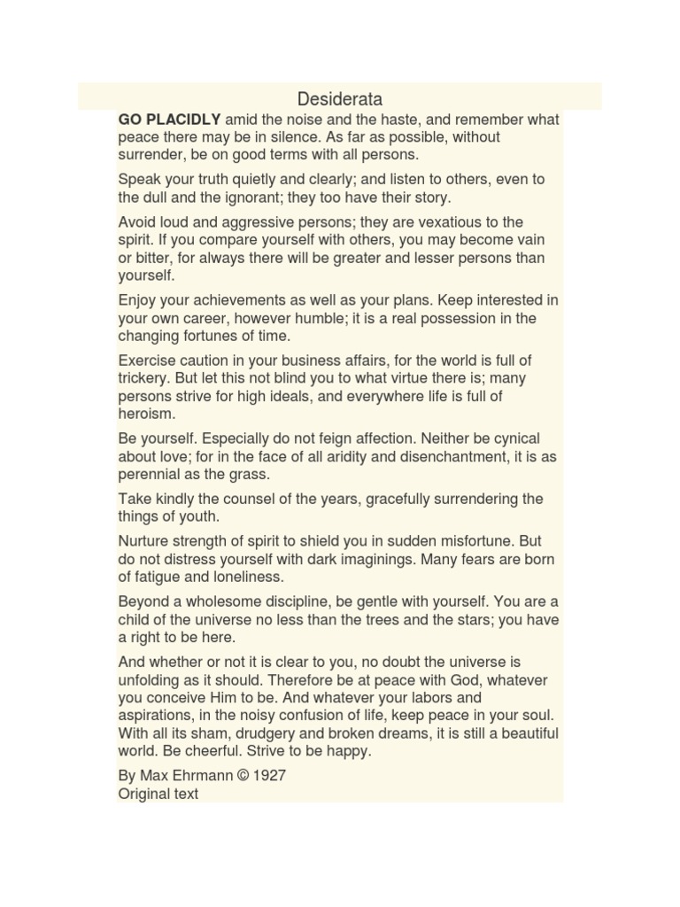 Desiderata | PDF