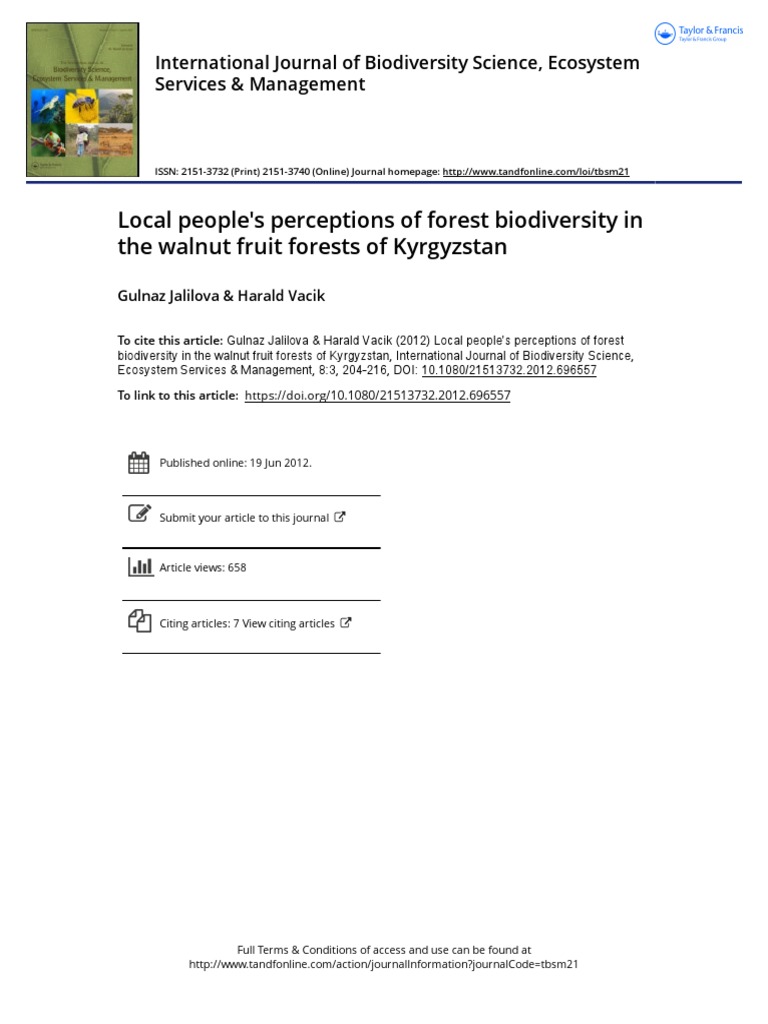 Local People S Perceptions of Forest Biodiversity in The Walnut Fruit ...