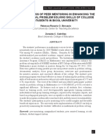 Effectiveness of Peer Mentoring in Enhancing The Mathematical Problem Solving Skills of College Students in Bicol University