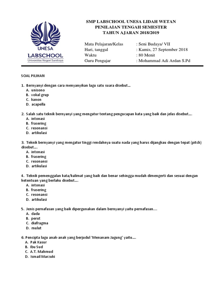 Bernyanyi Dengan Cara Menyanyikan Lagu Satu Suara Disebut Coba Sebutkan