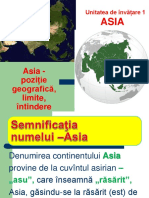 Asia - Pozi Ție Geografică, Limite, Întindere: Unitatea de Învățare 1