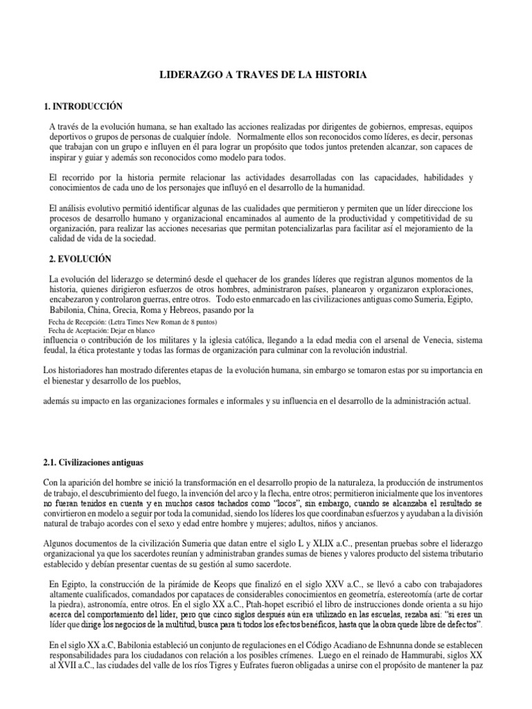 Evolución del Liderazgo en la Historia | PDF | Revolución industrial ...
