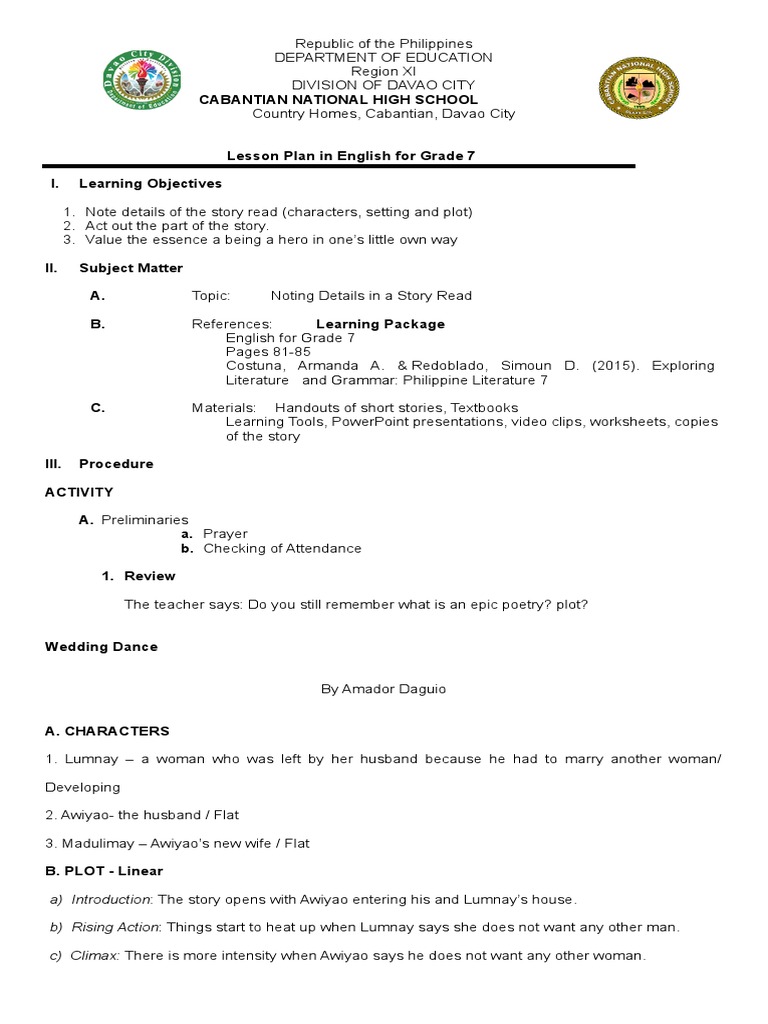 Lesson Plan | PDF | Plot (Narrative) | Epic Poetry