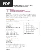 Birla Institute of Technology & Science, Pilani Lab Sheet - 2 Topic: Combinational Circuit Modeling