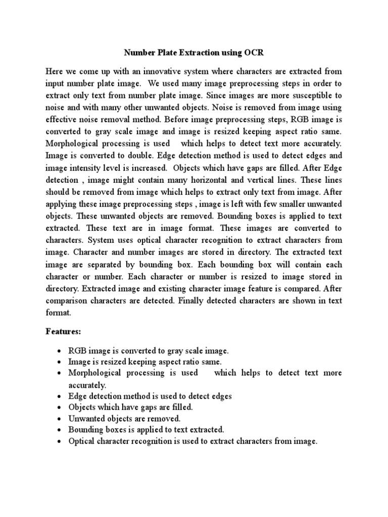 Number Plate Extraction Using OCR | Download Free PDF | Optical ...