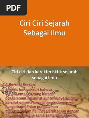 Ciri Ciri Sejarah Sebagai Ilmu Pdf