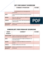 Checklist For Squat Exercise