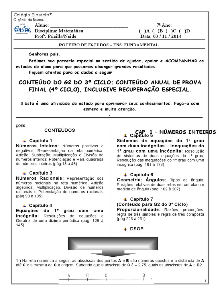 Multiplicação de Números Inteiros - Planos de Aula - 7º Ano