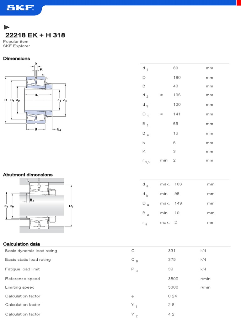 Spherical Roller bearings-BD-22218 EK-H 318 PDF | PDF