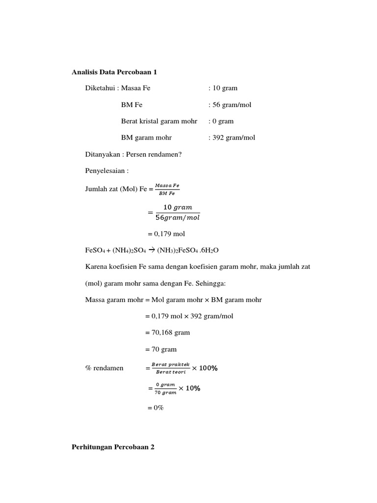 Analisis Rendamen Reaksi Kimia | PDF