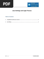 Java Settings and Login Process