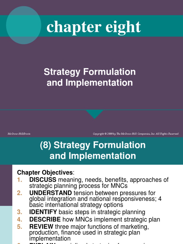 Chapter Eight: Strategy Formulation and Implementation | PDF ...