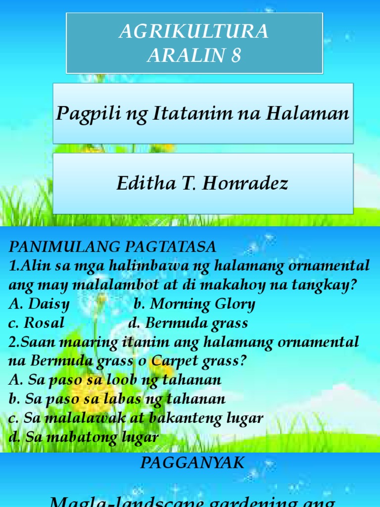 Pagpili Ng Halaman Itatanim Pdf