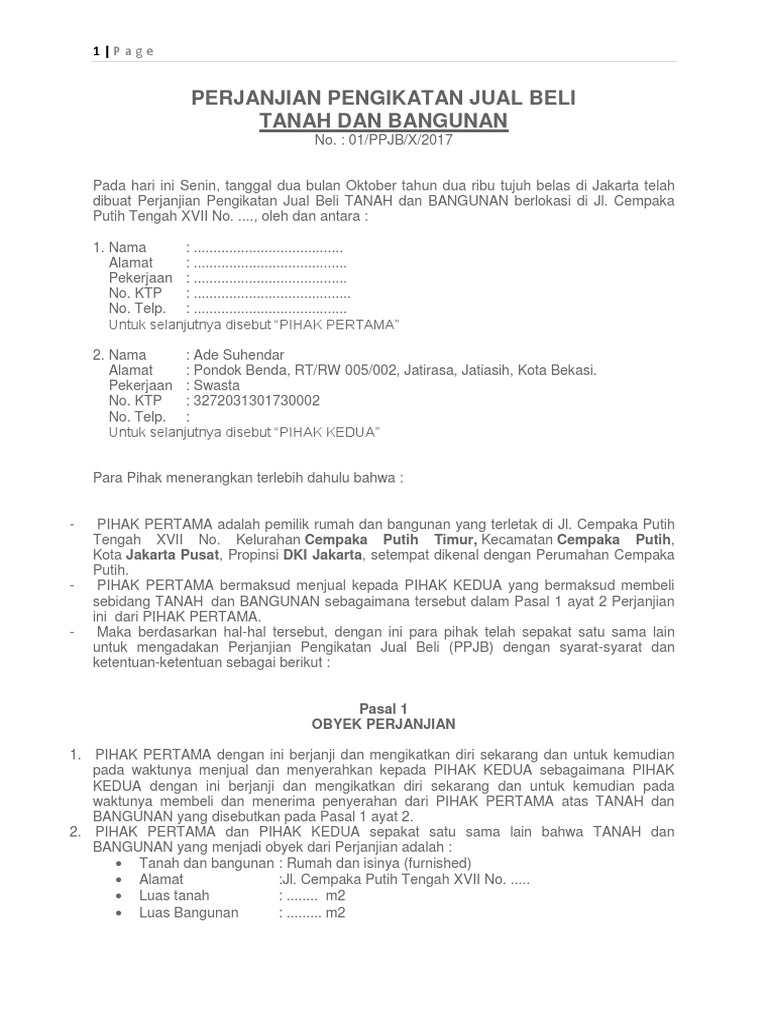 Perjanjian Pengikatan Jual Beli | PDF