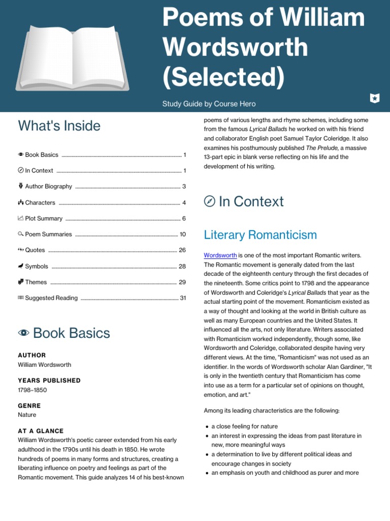 Poems of William Wordsworth Selected PDF | PDF | William Wordsworth ...