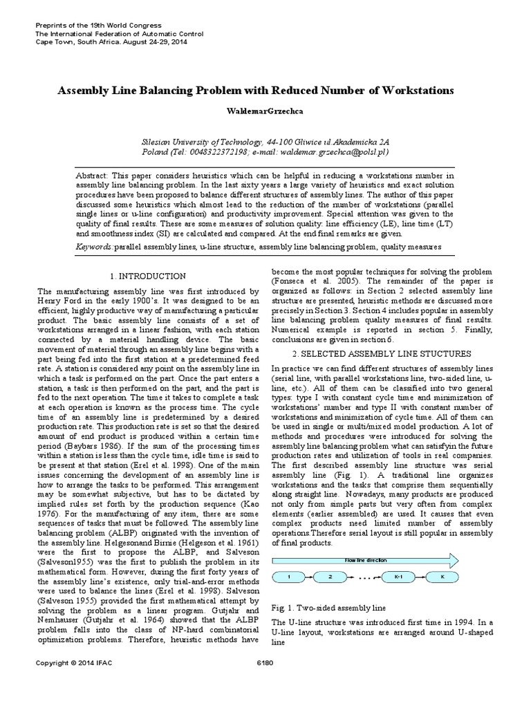 Pert 6 Assembly Line Balancing Problem With Reduced Number of ...