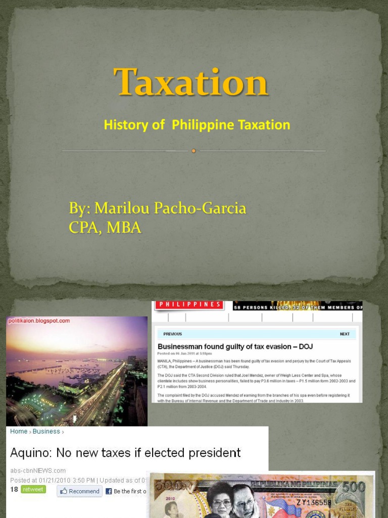 History, Concepts, & Principles of Taxation PDF Taxation In The