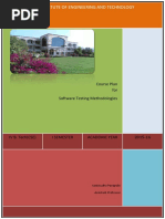 J B Institute of Engineering and Technology: Course Plan For Software Testing Methodologies