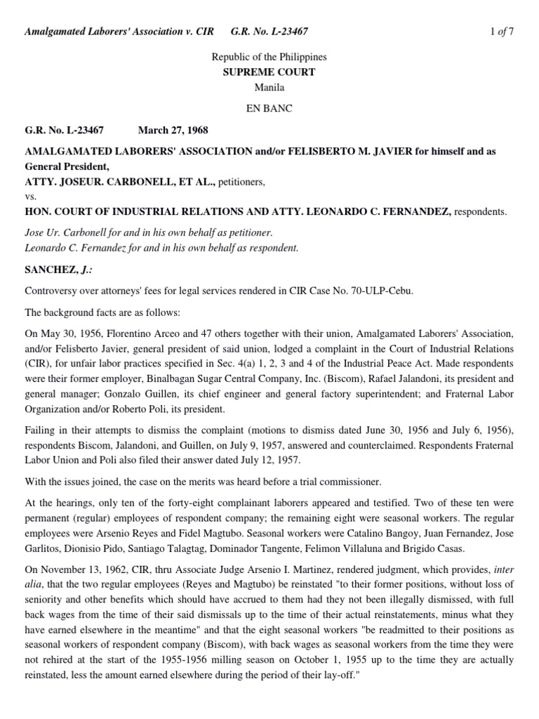 Labor Case PDF Attorney's Fee Jurisdiction