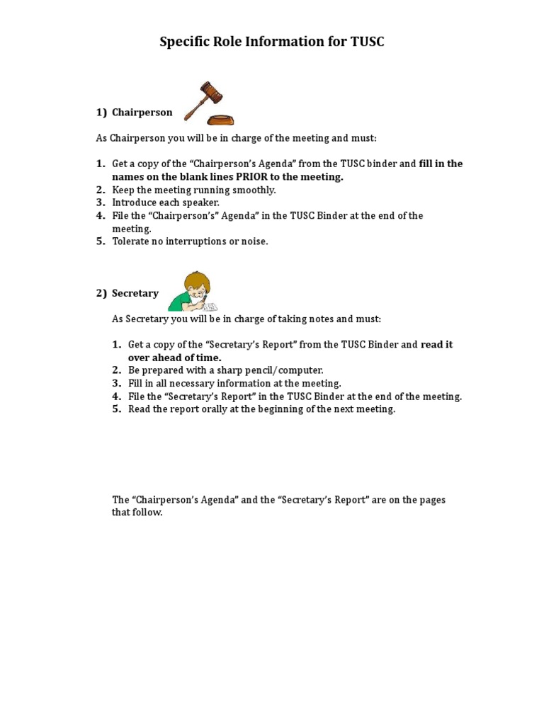 Tusc Role Descriptions 28 2019-2020 | PDF | Video Games | Invention