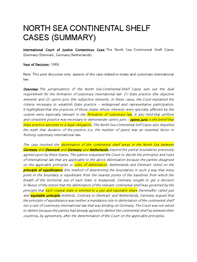 North Sea Continental Shelf Cases (ICJ 1969 | PDF | Treaty | Contras