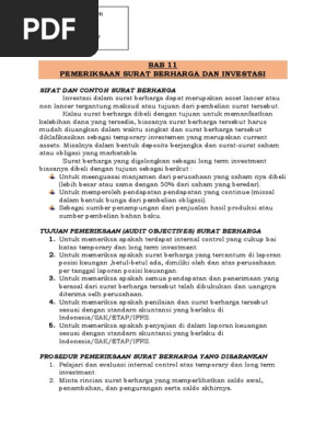 Akuntansi C Auditing 2 Pemeriksaan Surat Berharga Dan Investasi Kristiana Rismayanti 170221100157
