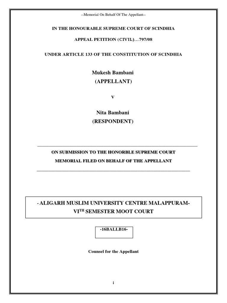 Moot Court Memorial PDF Supreme Courts Divorce