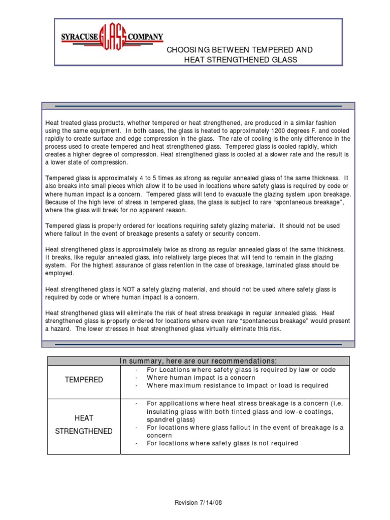 Tempered vs. Heat Strengthened Glass | PDF | Glasses | Materials Science