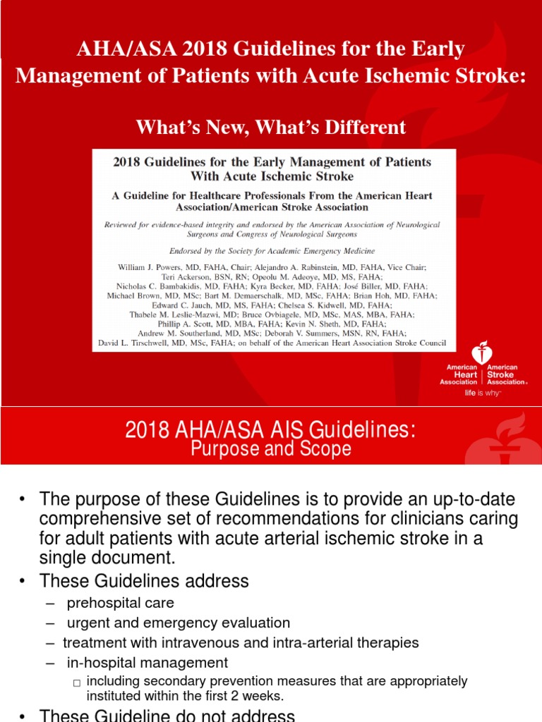AHA/ASA 2018 Guidelines for the Early Management of Patients with Acute ...