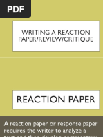 Writing A Reaction Paper/Review/Critique